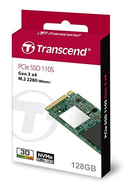 SSD Transcend 128GB NVMe PCIe Gen3 x 4 M.2 Solid State Drive (TS128GMTE110S)